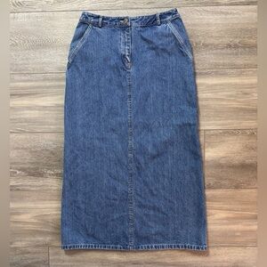 LL Bean 100% Cotton Denim Maxi Skirt Medium Wash 12